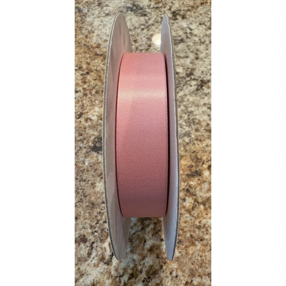 Vintage Ribbon Roll PINK Acetate Fused Edge 100 yards 200 Count Made In USA 1